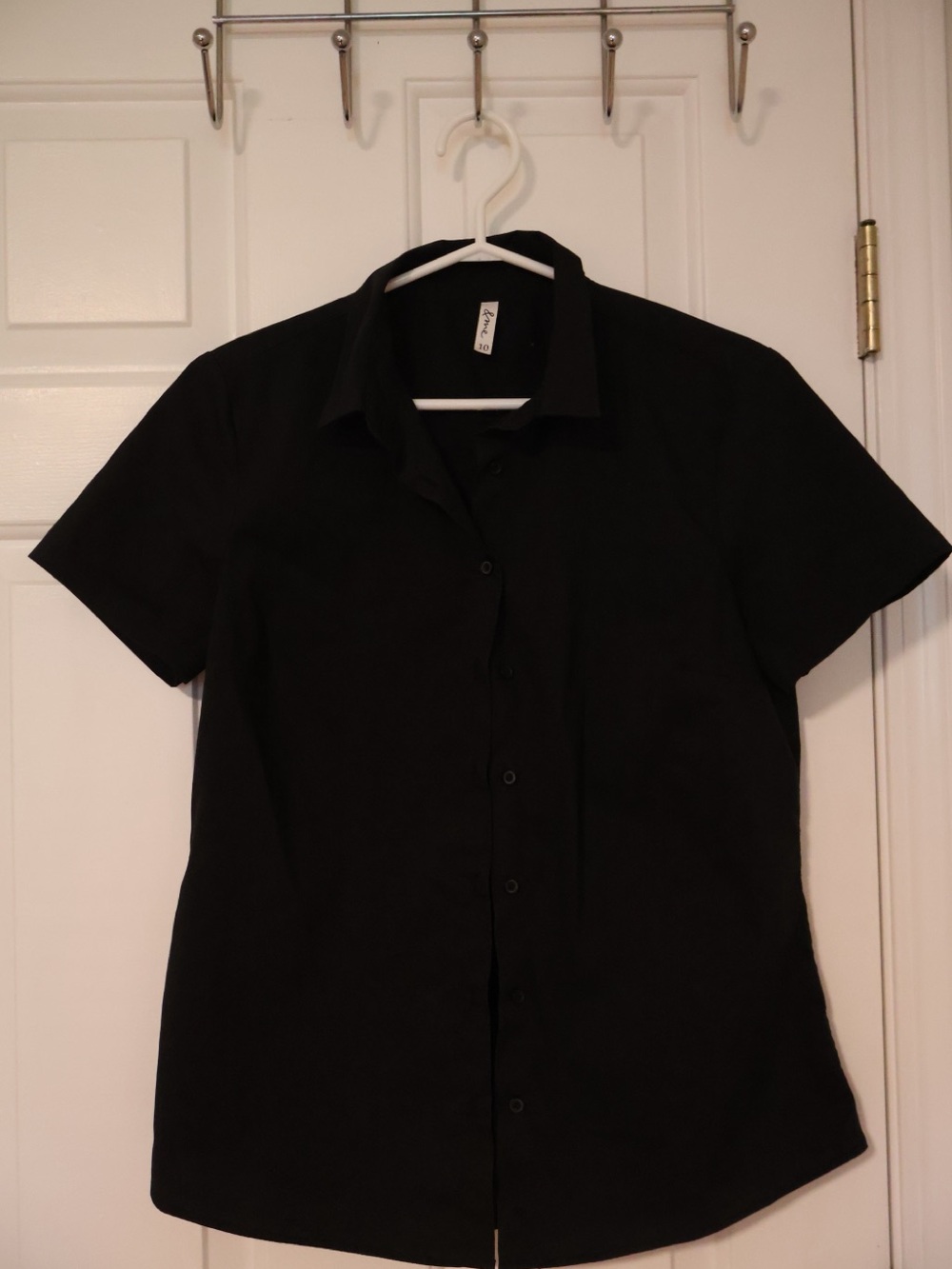 Black Short-Sleeve Button-Up Shirt